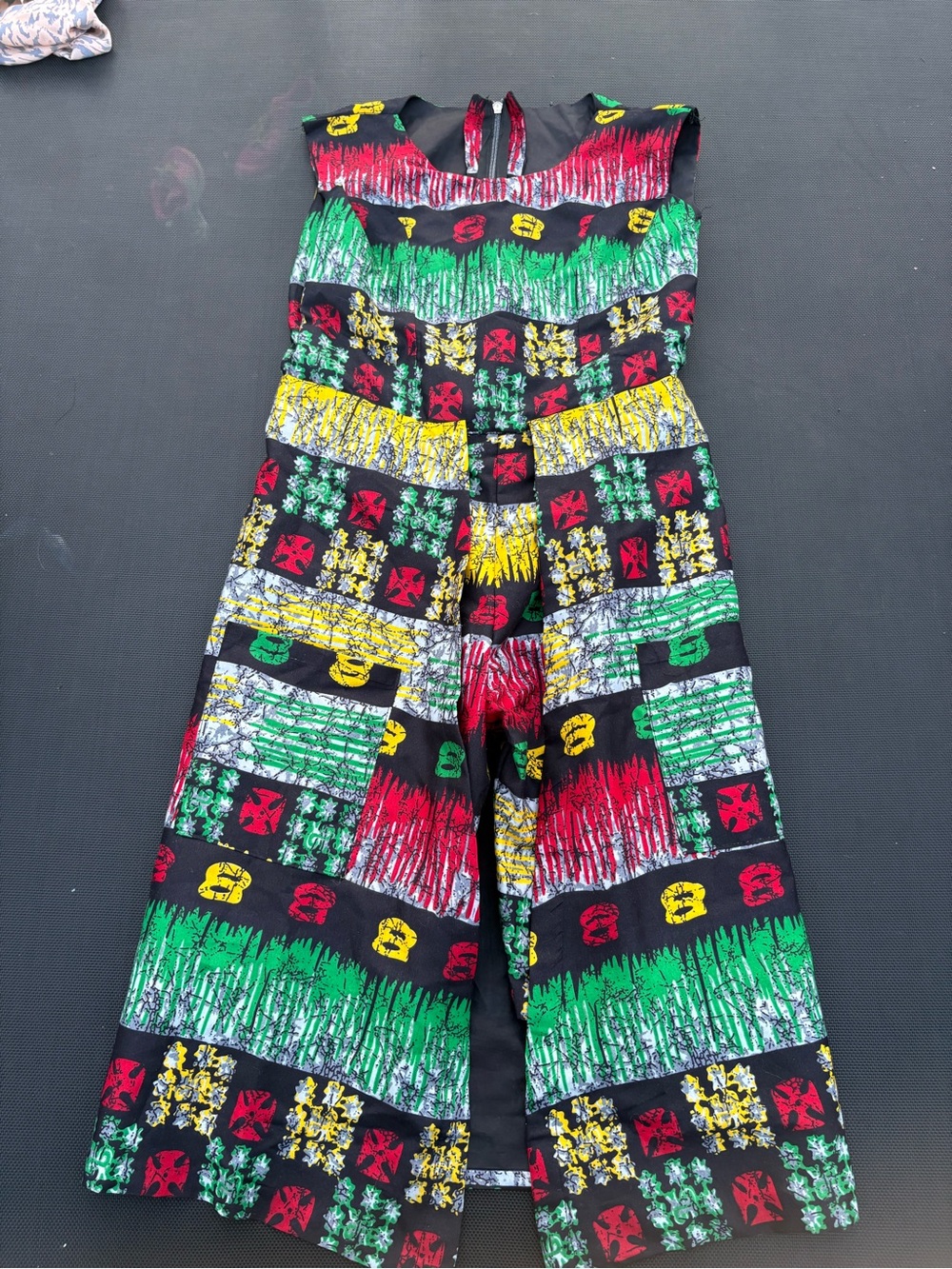 Hand Crafted Multicolor Patterned Wide-Leg Jumpsuit